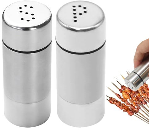 2-teilig Salzstreuer Klein,Kleine Salzstreuer,Salz und Pfefferstreuer klein Edelstahl Gewürzstreuer,Salzstreuer Mini Pfefferstreuer-Set,Pepper Gewürzstreuer,Camping Gewürzdose Reisesalzstreuer(S+P)