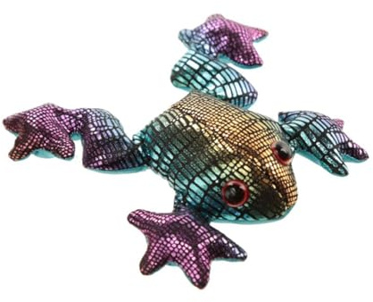 LK Trend & Style Decorative Sand Frog Sand Animal Worry Stone 10 cm Shimmering Multicoloured Glitter Design (Dark Rainbow)