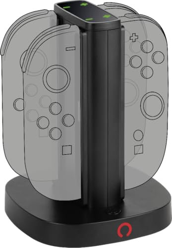 Konix Stazione di ricarica per 2 paia di controller Joy-Con Nintendo Switch 2 - Indicatore di carica LED - Connessione USB Tipo A - Nero