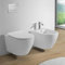 Coppia Sanitari Sospesi Tokyo Rimless Bianco Opaco WC E Bidet Con Sedile Soft-Close