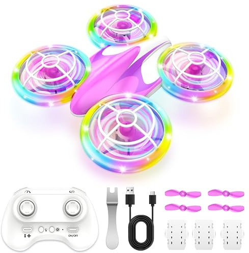 Charmofun Mini Drohne für Kinder Spielzeug ab 6+ Jahre, Mini Drone Set mit 7 LED Lichteffekte, 3 Akkus, Indoor Outdoor RC Drohne mit Höhehalten, RC Flugzeug Geschenke für Jungen Mädchen Anfänger