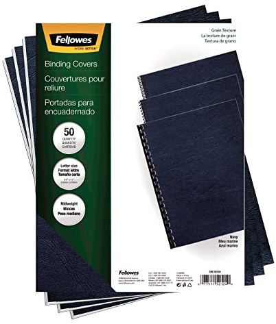 Fellowes reliure Grain couvertures de présentation, Lettre, Bleu marine, Lot de 50 (52124)