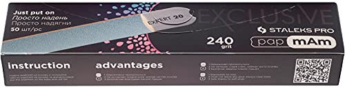 VJ Nail File Disposable Papmam Container Interchangeable Straight for Matal Base File Stalek 100/150/180/240 Grit 50pcs (240 Grit)