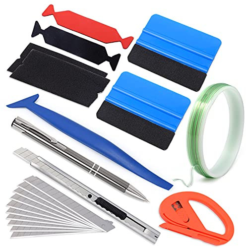 FOSHIO Messerloses Folierungs Werkzeug Auto Folierung Set Vinyl Wraps Tool Folie Messerloses Knife Tape Werkzeuge Micro Rakel 9mm Cuttermesser Cutterklingen für Car Wrapping Folie