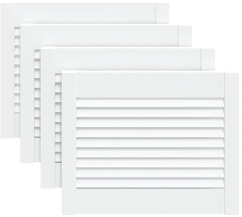 vidaXL 4X Madera Maciza Pino Puertas Persiana con Celosía Rejilla Armario Tablillas Guardarropa Separador Decoración Blanco 39,5x49,4cm