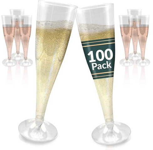 Reli. Champagne Flutes Plastic | 100 Pack | 4.5 oz - Clear | Premium Plastic Champagne Flutes | Party-Perfect for Celebrations