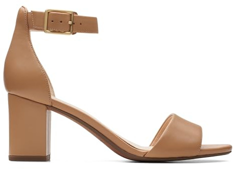 Clarks Deva Mae, Sandali con Cinturino alla Caviglia Donna, Camel Leather, 39 EU