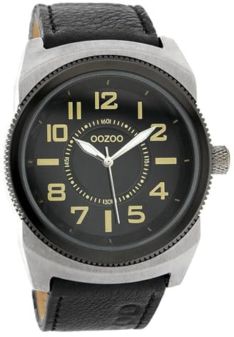 Oozoo Damenuhr mit Lederband 42 MM Schwarz/Schwarz C3734
