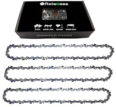 Reiwosee Catene 3Pcs 8 pollici per sega mini motosega portatile Ricaricabile, Passo 1/4, Spessore 0.043(1.1mm), Numero della catena 48DL, Lunghezza di taglio del falegname del paesaggio 20CM