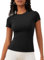IECCP Damen Tshirt Gym Enge Sport Oberteile Laufshirt Kurzarm Yoga Tops Frauen Sportshirt Jogging Shirt Schwarz L