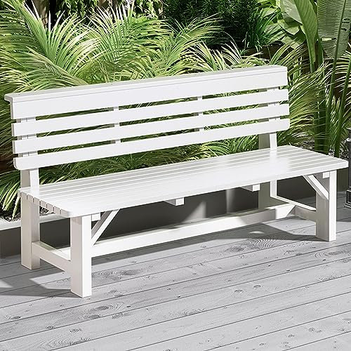 SORVA Banco de jardín de Madera, Parque de Banco al Aire Libre, Banco de Patio, sillón de Dos plazas para Parque, Porche, Asiento de Patio de Parque Resistente para 1-3 Personas, sillón de Banco,