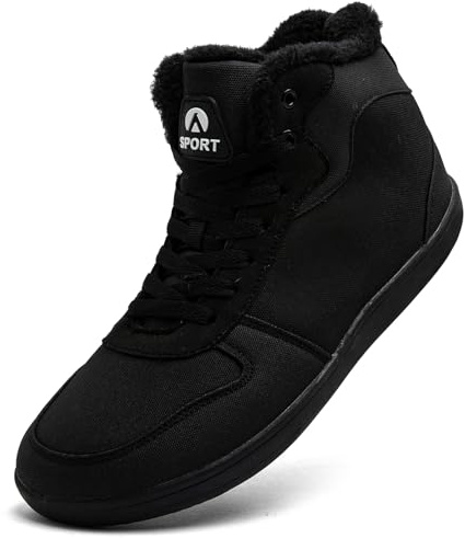 Dhinash Men's Boots Snow Boots Warm Fur Lined Winter Boot Waterproof Ankle Boot Fashion Trainers Anti-Slip Booties Winter Shoes Black 9.5UK