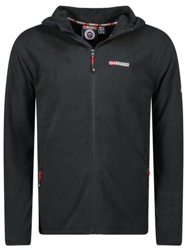 Geographical Norway Uniciaama Men - Pile sottile da uomo caldo con zip, autunno inverno primavera calda da uomo, maniche lunghe, pullover in pelliccia morbida e confortevole per esterni (nero XL