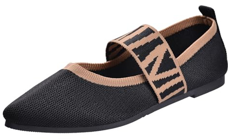 Harssidanzar Ballerine da Donna Lavabili Slip On Scarpe Piatte in Maglia, comode Mary Jane,RL002EU,Nero,Taglia 36