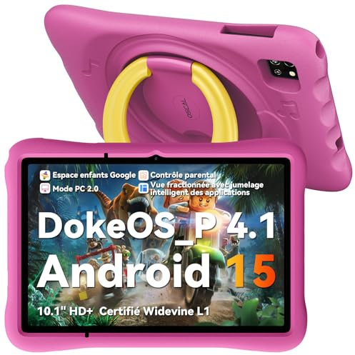 OSCAL Tablette Enfants 10 Pouces,Android 15,Contrôle Parental, 12Go RAM+128Go ROM/512Go TF, WiFi 6, Octa-Core,Tablette Éducative,Protection Yeux HD,5100mAh,pour Enfants 3 à 12 Ans,EVA étui Enfant,Rose