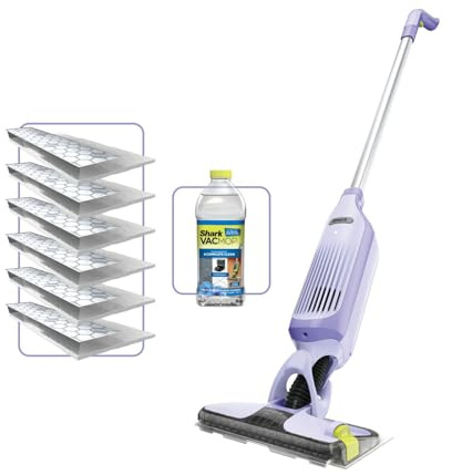 Shark VacMop 2-in-1 Cordless Hard Floor Vacuum Spray Mop, 6x Disposable Pad Refills, 355ml Multi-Surface Floor Cleaner, Lightweight 1.5kg, Maintenance-Free Disposable Pads, Lavender, VM200UKPL