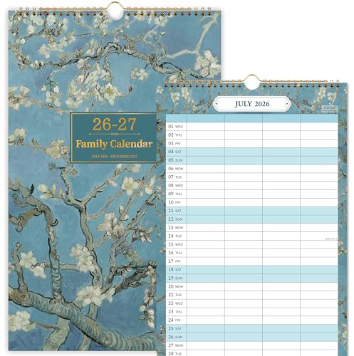 Artfan Family Calendar 2026-2027, Jul. 2026-Dec. 2027, 18mo, Blue