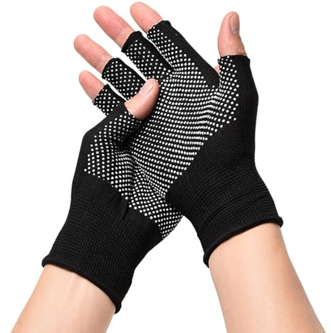 Unisex Half Finger Gloves, Non-Slip Breathable Lightweight Fingerless Gloves for Cycling Fitness Work Motorcycle Hiking Outdoor Sports
