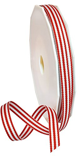 Morex Ribbon Striped Polyester Grosgrain Ribbon, Party Decorations, Gift Wrapping, Fun Patterns, 3/8 by 20 yd., Red