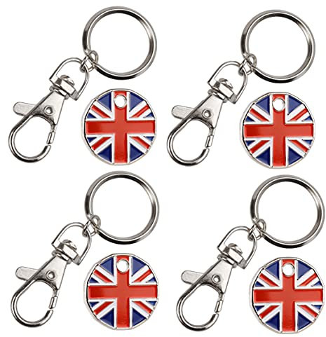 4 X Union Jack Trolley Coin token Keyring