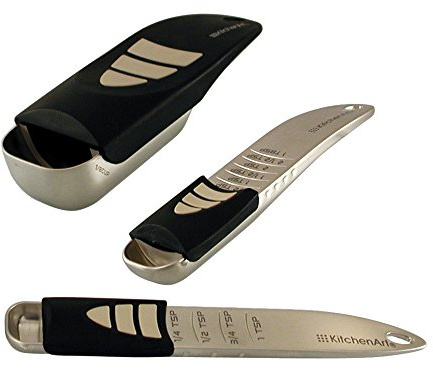 KitchenArt 54210, Satin Adjustable Measuring Spoons, Zinc Plastic