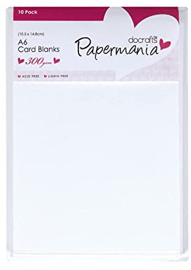 Papermania A6 300 gsm Card Blanks and Envelopes, Pack of 10, White
