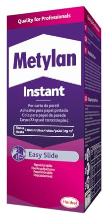 Metylan Instant, Adesivo in Polvere per Parati in TNT e Carta da Parati, Rapida Preparazione, Potente, Riposizionabile, Colla da parati facile da applicare, Resa 22 Mq con una Confezione, 200g