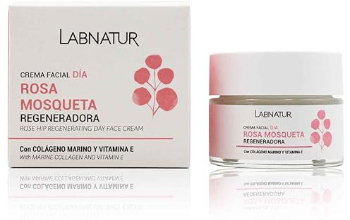 Crema viso rosa canina 50 ml. Arricchita con Collagene Marino, Vitamina E, Olio di Nocciole e Aloe Vera. Rigenerante, idratante e nutriente.
