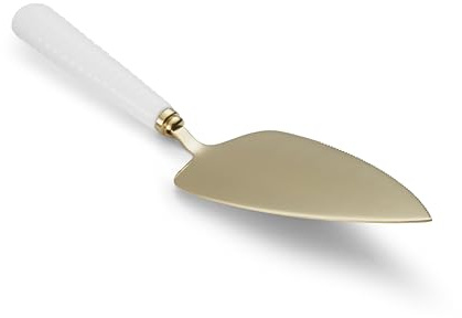 Portmeirion Sophie Conran Gold Cake Server| 10 Inch Wedding Cake Cutter for Cakes, Pies, and Desserts | Made of Fine Porcelain and Stainless Steel | Handwash Only