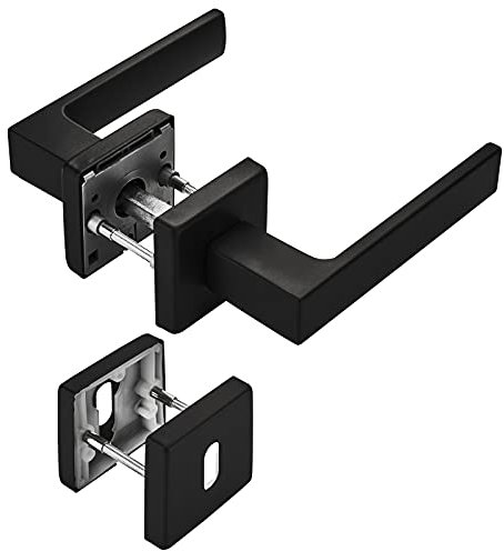 Türdrückergarnitur CUBE schwarz mit Buntbart 120 x 22 mm Vierkant 8 x 8 mm Türgarnitur für Zimmertür Rosettengarnitur von SOTECH