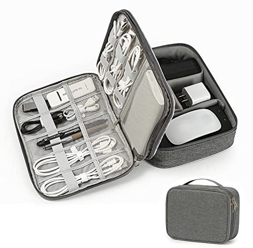 Merwlukt Kabeltasche, Kabel Organizer Tasche für Kabel, 3 Layer Kabeltasche Organizer Tech Pouch für Ladekabel Handy Powerbank iPad Mini Ladegerät USB Sticks SD Karten