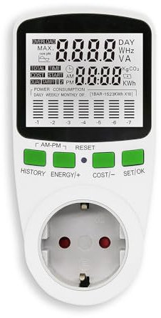 Offgridtec Contatore elettrico per presa elettrica, misurazione dell'alimentazione, consumo di corrente ecc.