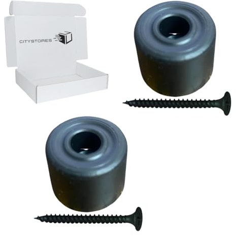 2 Pack 28mm Black Floor Wall Mounted Door Stopper Screw in Floor Stops Wall Stopper Rubber with Free Screws