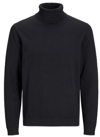 Jack & Jones Jersey de Cuello Alto para Hombre, Color Liso, Negro, XXL
