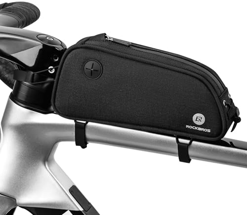 ROCKBROS Fahrrad Rahmentasche Fahrradtasche für Fahrradrahmen 1.3L MTB Oberrohrtasche mit Reflektierend Logo Schwarz