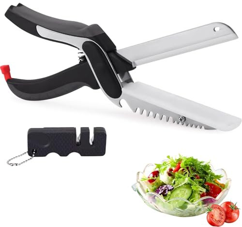 Zagahul Vegetable Slicer Cutter,Chopper Vegetable Cutter,2 in1 Kitchen Salad Scissor with Attached Cutting Board,Vegetable Chopper,Food Cutter Chopper,Clever Smart Veggie Cutter