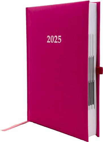 2025 Buchkalender Chefplaner A5 1 Tag 1 Seite auch sonntags pink