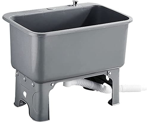 Utility Mop Sink Laundry Tub Slop Sinks with Drains, Not Easy to Block, PP Material Floor Mop Sink for Restaurant, Business