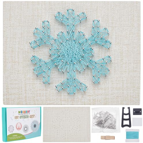 WEBEEDY Kit de arte de cuerda de copo de nieve, kit de manualidades para principiantes y adultos, kit de fabricación de cuerdas temáticas de Navidad con instrucciones y todos los suministros,