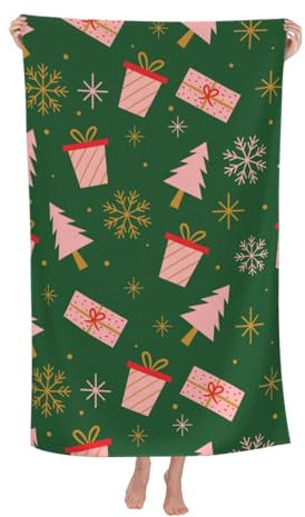 Herren Damen Duschtücher Großes Strandtuch „Frohe Weihnachten“ Microfaser Handtücher Klassische Badetuch Groß Personalisiert Handtücher Für Strand Urlaub Duschen