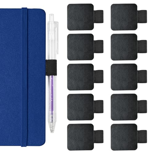 10 Pièces Porte Stylo Autocollant, Boucle de Stylo pour Auto-Adhésif, Attache Stylo Élastique, Pen Holder Notebook, Pen Loop Cuir, Porte Stylo Carnet, Support Stylo pour Agendas