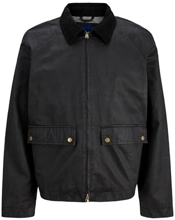 JACK & JONES Jorbedford Waxed Jacket Veste cirée, Noir, M Hommes