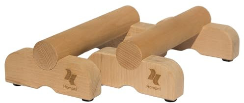 HAMPEL kompakte Holz Parallettes für Calisthenics, Liegestützgriffe aus Holz, Push-Up Bar
