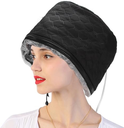 Fayelume Vaporizador de cabello con ajuste de 3 velocidades, tapa térmica, tapa de vapor adecuada para mejorar el cabello seco, encrespado y dividido y reparar la calidad del cabello dañado