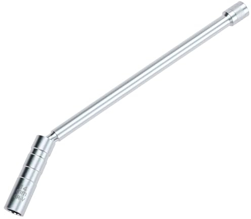QWORK® 14mm Spark Plug Wrench, 12-Point, 3/8 Square Drive, Thin Wall Long Rod Magnetic Joint Swivel Spark Plug Socket