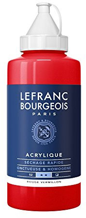 Lefranc Bourgeois 300431 Fine Acrylfarbe - Zinnoberrot, 750ml Flasche, cremige Acrylfarbe auf Wasserbasis, schnell trocknend, lichtecht, wasserfest