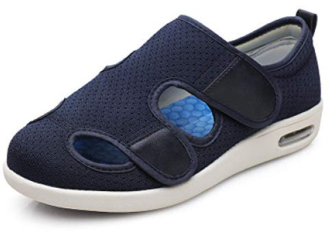 Nwarmsouth Zapatillas de pies hinchados,Zapatos de vejez Ajustables, Zapatos de hinchazón del pie en valgo del pulgar-44_ Azul Oscuro,Zapatillas diabéticas Vendaje Zapatos