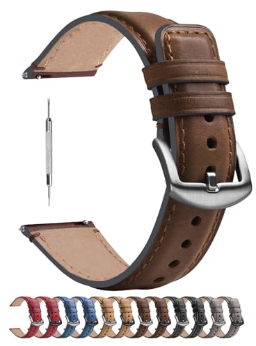 Uhrenarmband 22mm mit Schnellverschluss für Samsung Gear S3 Frontier | Classic Retro Echt Leder Armband für Garmin Venu 3/2/Vivoactive 4 45mm,Dunkelbraun + Silberne Schnalle
