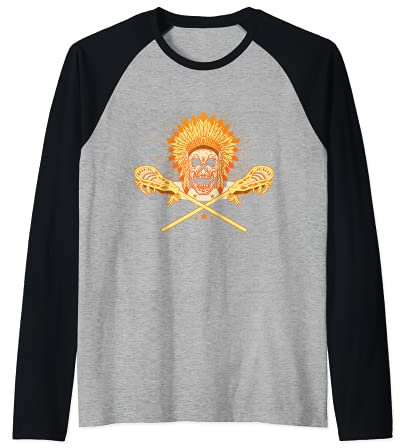Lacrosse Spieler Indianer Helm Raglan