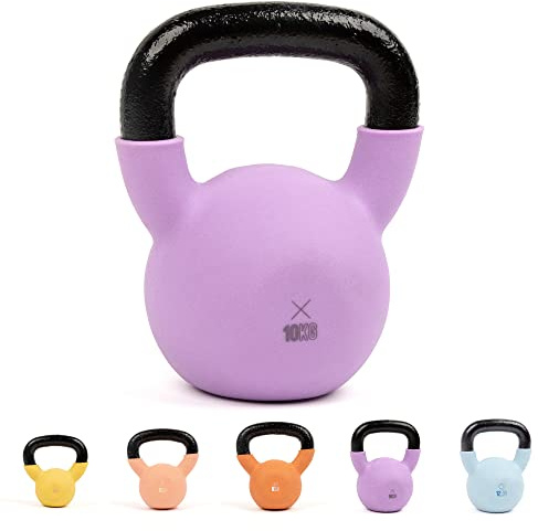 Myga Iron Kettlebell - Heavy Cast Iron Weight for Fitness and Strength Training, Bodybuilding, Muscle and Cardio - Workout Equipment ideal for Home, Gym and Studio - Purple, 10kg